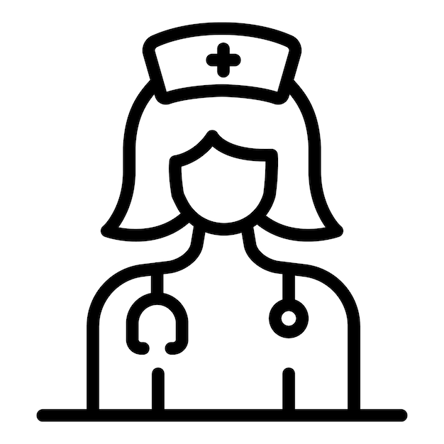 Icono de médico de familia de mujer Icono de vector de médico de familia de mujer de esquema para diseño web aislado sobre fondo blanco