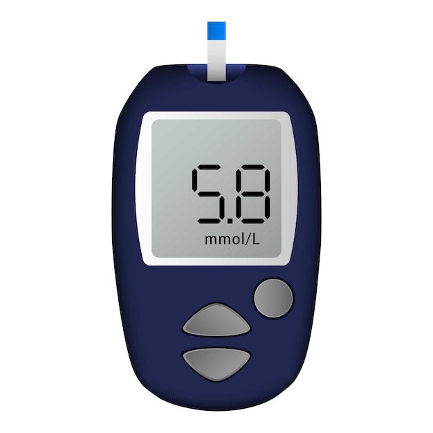 Icono de medidor de glucosa azul Ilustración realista del icono de vector de medidor de glucosa azul para diseño web