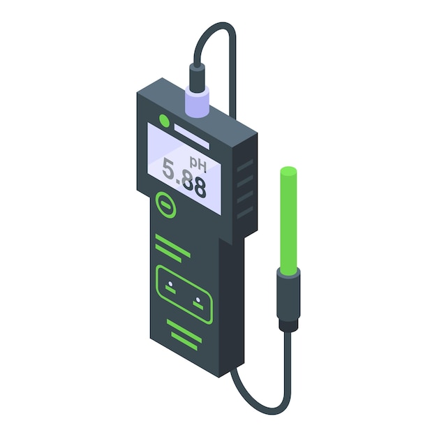 Icono del medidor de ph neutro vector isométrico Prueba de agua Control digital