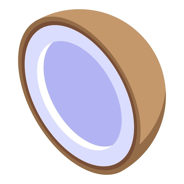 Icono de medio coco Isométrico de icono de vector de medio coco para diseño web aislado sobre fondo blanco