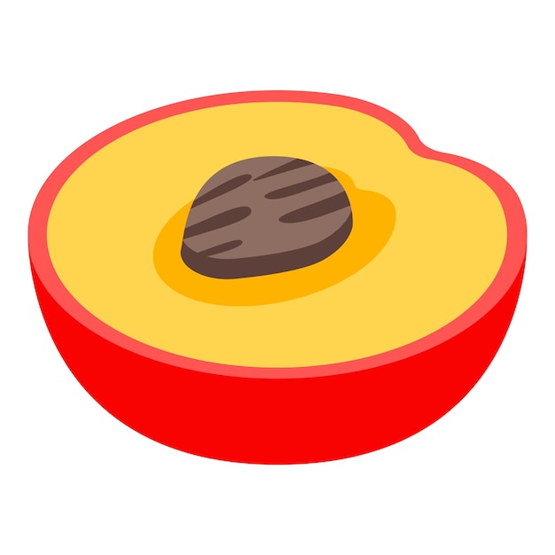 Icono de medio melocotón Isométrico de icono de vector de medio melocotón para diseño web aislado sobre fondo blanco