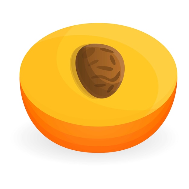 Icono de medio melocotón saludable Caricatura de icono de vector de medio melocotón saludable para diseño web aislado sobre fondo blanco
