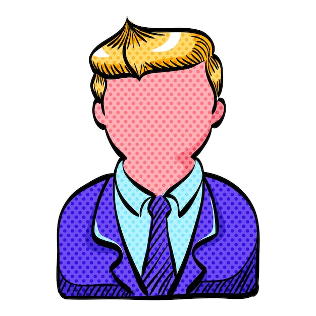 Icono de medio tono de hombre de negocios, ilustración vectorial de color dibujada a mano