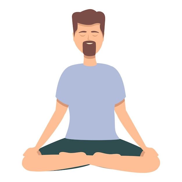 Icono de meditación matutina vector de dibujos animados Entrenamiento activo Salud familiar