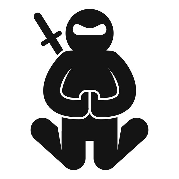 Icono de meditación ninja Ilustración simple del icono de vector de meditación ninja para diseño web aislado sobre fondo blanco
