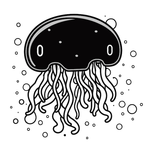 Vector icono de medusa sobre fondo blanco ilustración vectorial de estilo de línea