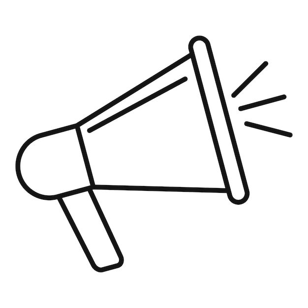 Icono de megáfono de contenido atractivo Contorno de icono de vector de megáfono de contenido atractivo para diseño web aislado sobre fondo blanco