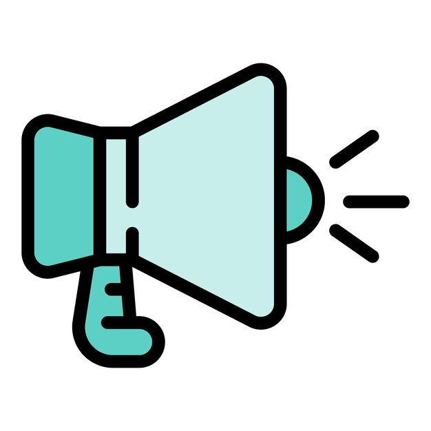 Icono de megáfono Contorno Icono de vector de megáfono para diseño web aislado en color plano de fondo blanco