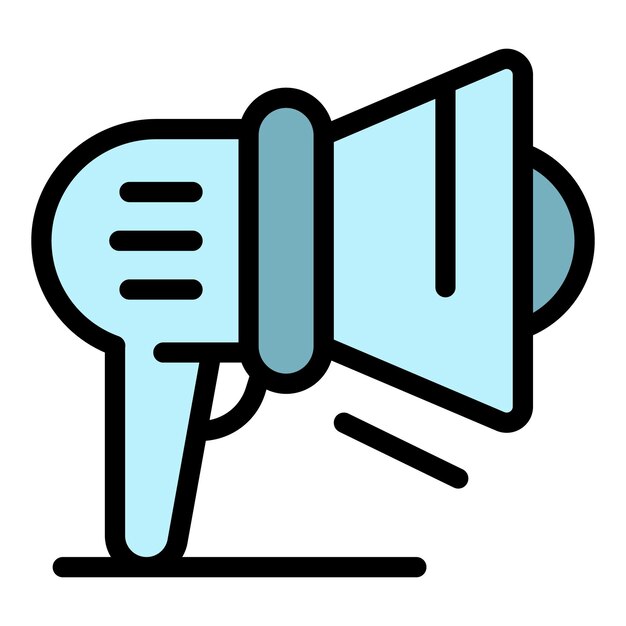 Icono de megáfono Contorno del icono vectorial de megá fono Color plano aislado