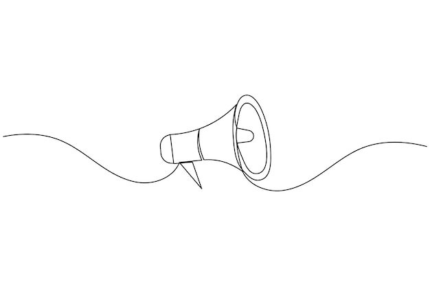 Icono de megáfono dibujo continuo de una línea de ilustración vectorial plana de contorno aislado