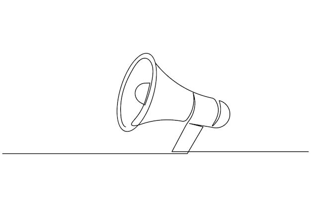 Icono de megáfono dibujo continuo de una línea de ilustración vectorial plana de contorno aislado