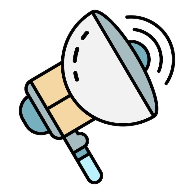 Icono de megáfono eléctrico Contorno de icono de vector de megáfono eléctrico color plano aislado en blanco