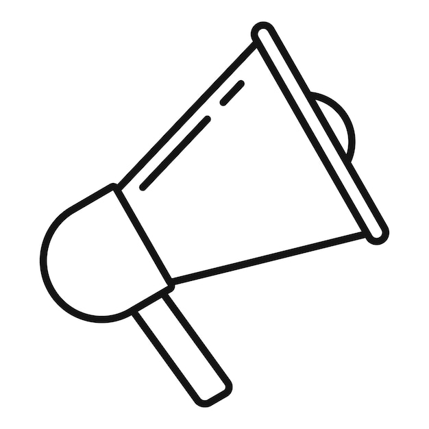 Icono de megáfono en idioma extranjero Contorno de icono de vector de megáfono en idioma extranjero para diseño web aislado en fondo blanco