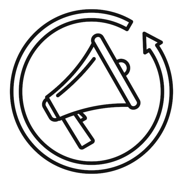 Icono de megáfono de marketing de revisión Icono de vector de megáfono de marketing de revisión de esquema para diseño web aislado sobre fondo blanco