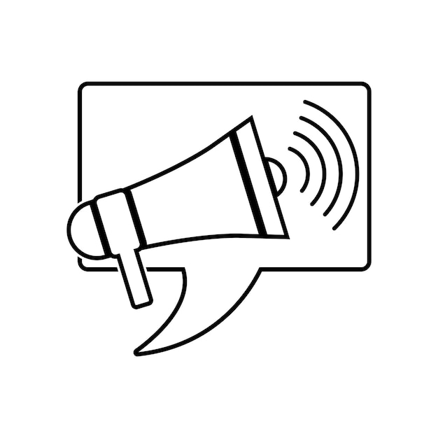 Ícono de megáfono Vector Diseño de logotipo con icono lineal de sonido Publicidad y distribución Vector