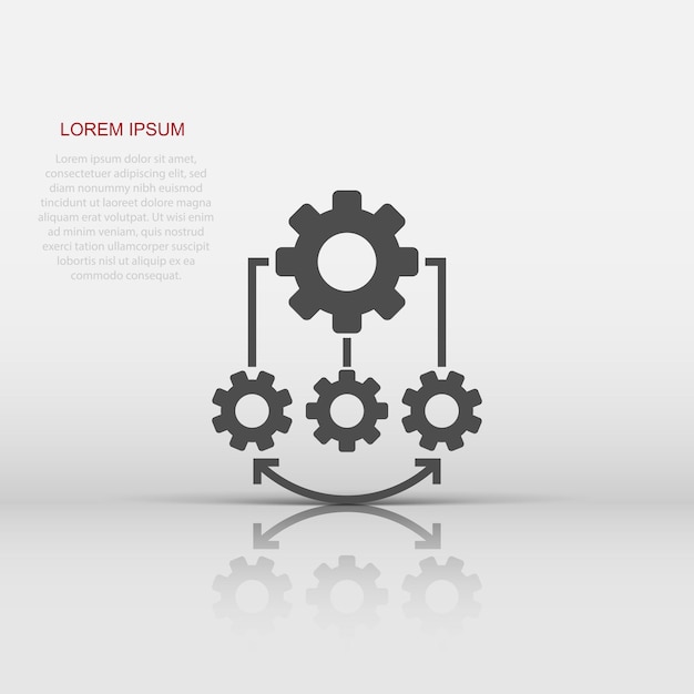 Icono de mejora en estilo plano Ilustración de vector de proyecto de engranaje sobre fondo blanco aislado Concepto de negocio de productividad