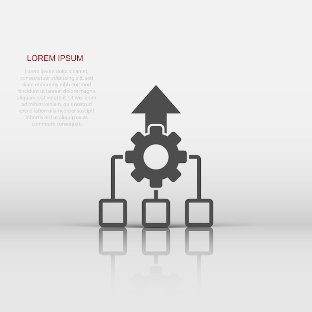 Icono de mejora en estilo plano Ilustración de vector de proyecto de engranaje sobre fondo blanco aislado Concepto de negocio de productividad