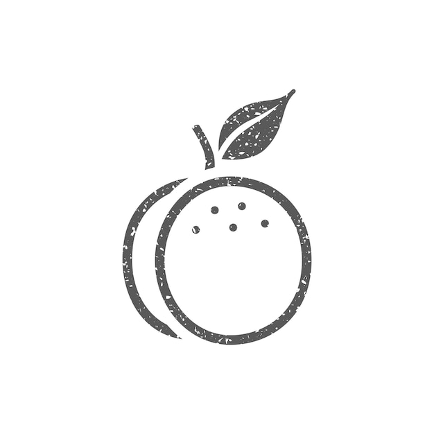 Icono de melocotón en la ilustración de vector de textura grunge
