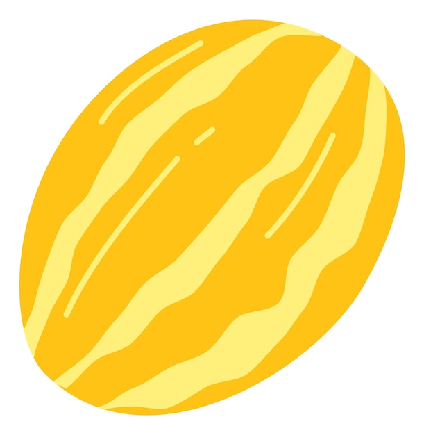 Icono de melón entero Fruta de verano amarilla rayada