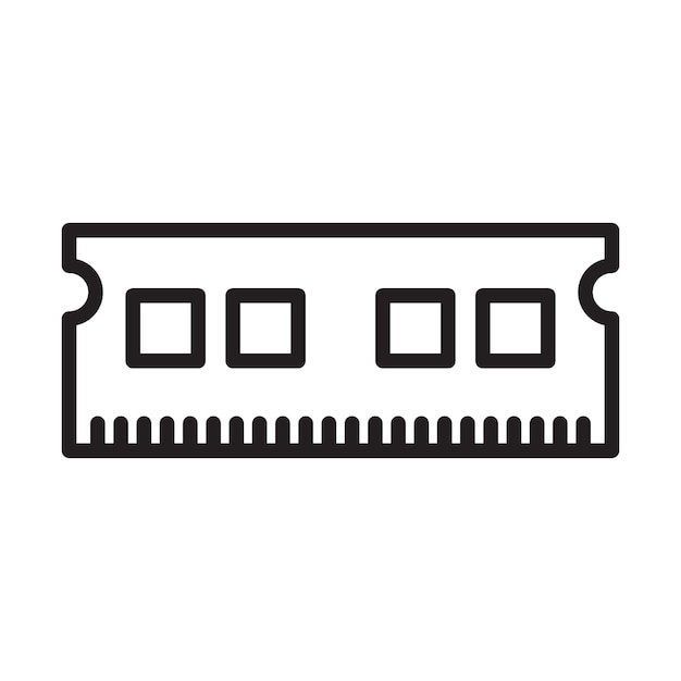 icono de memoria ram logotipo del vector de arte de línea negra