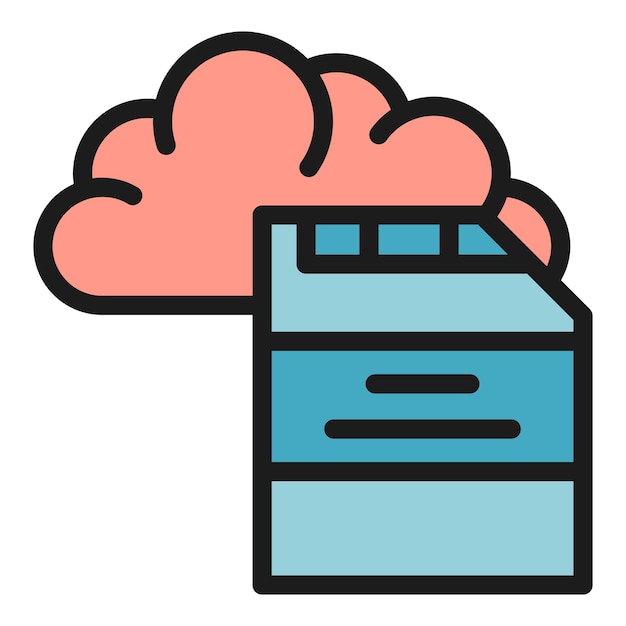 Icono de memoria de tarjeta de nube vector de contorno Disco de almacenamiento Micro sd color plano