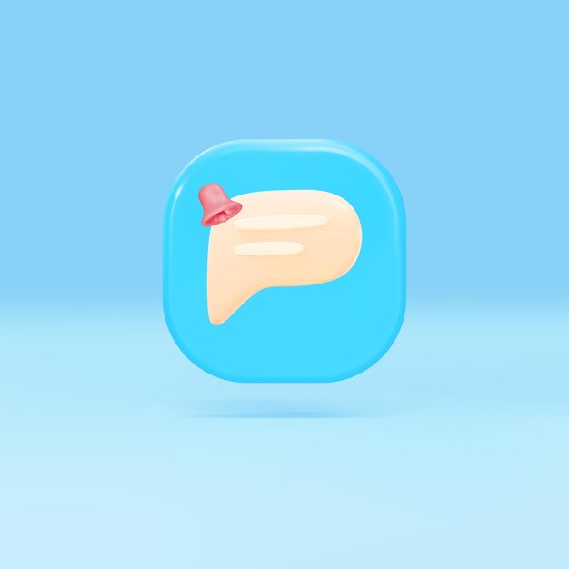 icono de mensaje 3d sobre fondo azul icono de notificación push