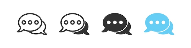 Icono de mensaje de burbuja signos de diálogo símbolo de chat símbolos de voz iconos de conversación color azul negro vector signo aislado