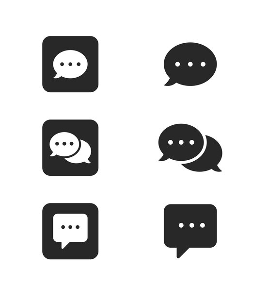 El icono del mensaje de chat establece el símbolo de la ilustración de stock