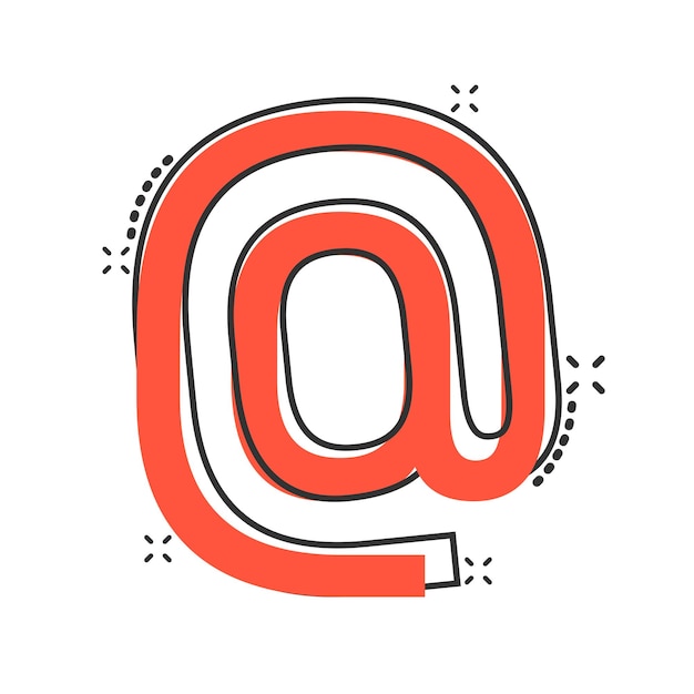 Icono de mensaje de correo electrónico en estilo cómic ilustración de vector de dibujos animados de documento de correo sobre fondo blanco aislado concepto de negocio de efecto de salpicadura de mensaje