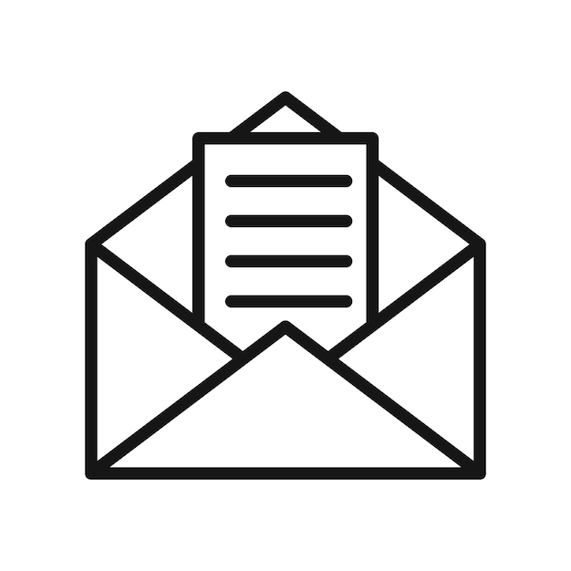 Ícono de mensaje de correo Vector de arte de línea negra