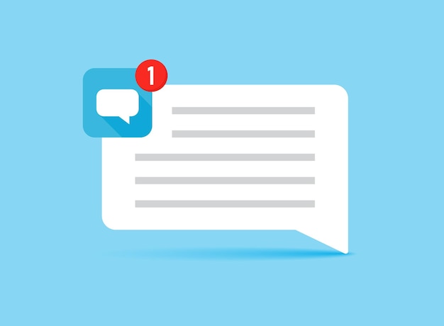 Icono de mensaje nuevo en estilo plano Ilustración de vector de correo electrónico de bandeja de entrada entrante en concepto de negocio de signo de notificación de burbuja de fondo aislado