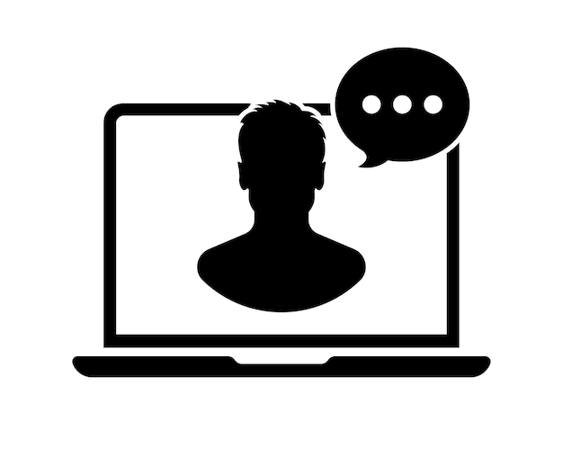 Icono de mensaje de portátil Estilo de silueta Icono vectorial