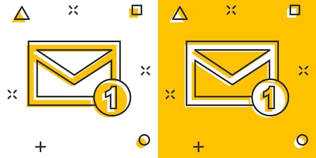 Icono de mensaje de sobre de correo electrónico de dibujos animados vectoriales en estilo cómic pictograma de ilustración de signo de correo concepto de efecto de salpicadura de negocio de sobre