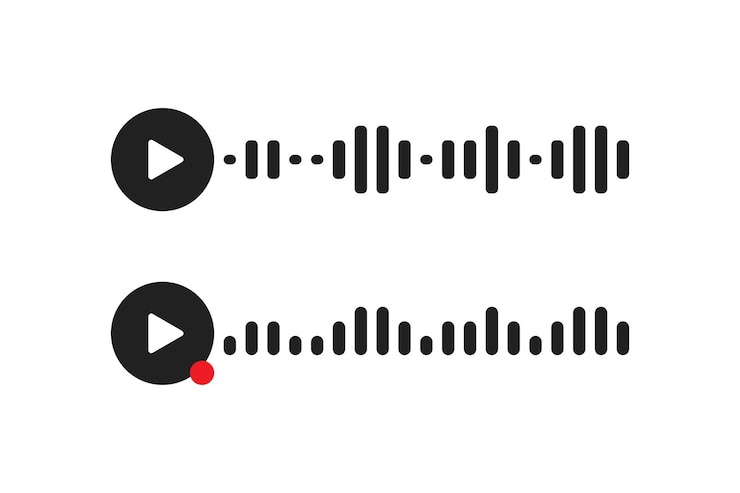 Vector icono de mensaje de voz ilustración de concepto de botón de chat de registro de aplicación onda de audio en vector plano