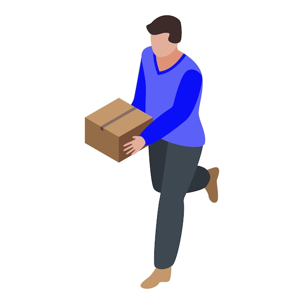 Icono de mensajería en ejecución Isométrica del icono de vector de mensajería en ejecución para diseño web aislado sobre fondo blanco