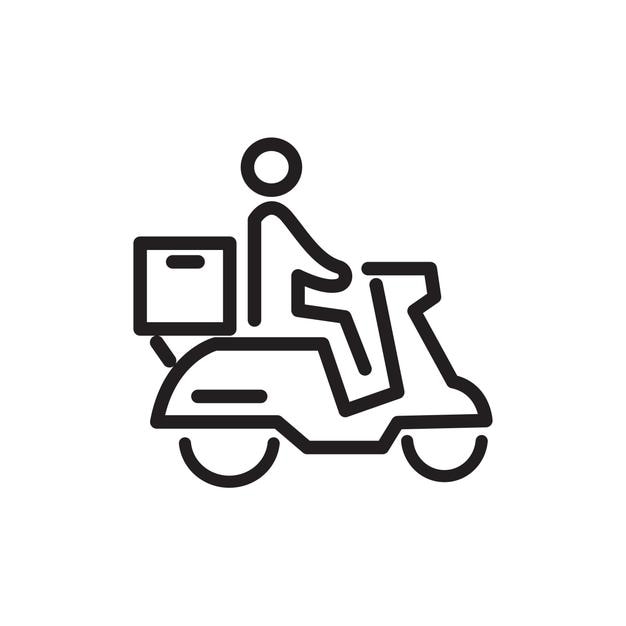 icono de mensajero enviando paquetes usando motocicletas ilustración vectorial