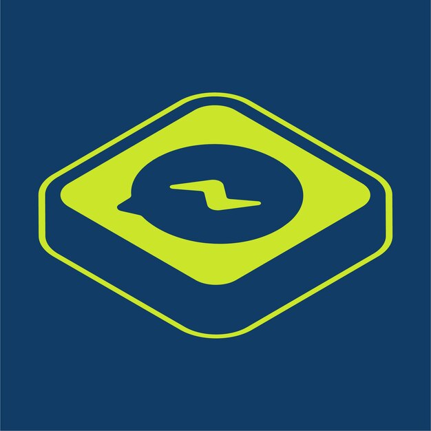 Icono de mensajero vectorial retroisométrico verde con fondo editable