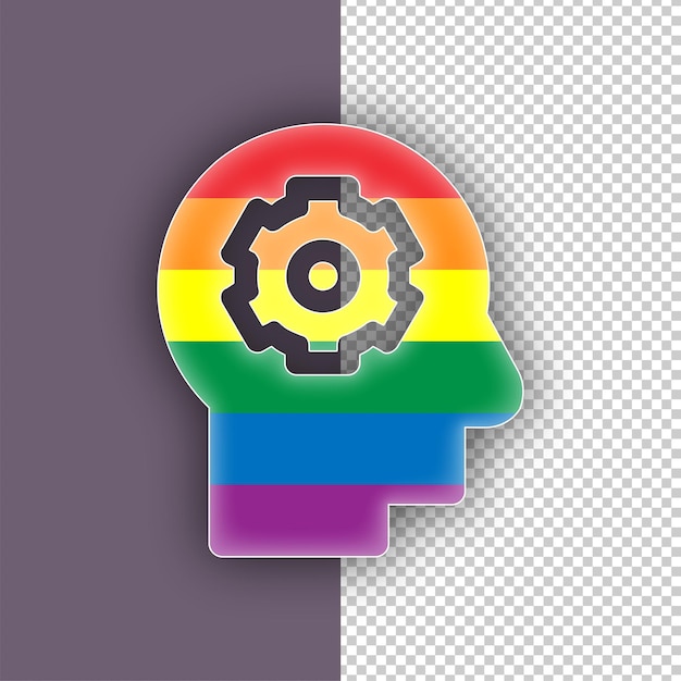 El icono de la mente de orgullo LGBTQIA con fondo editable
