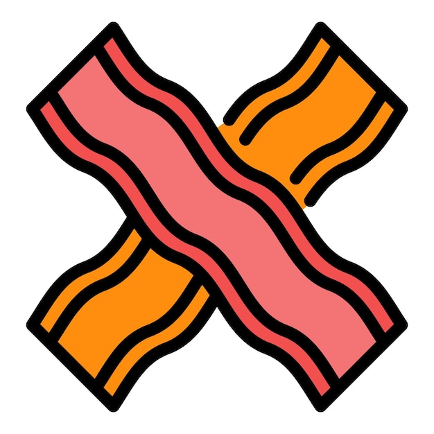 Icono del menú de tocino Contorno del menú del tocino Icono vectorial color plano aislado