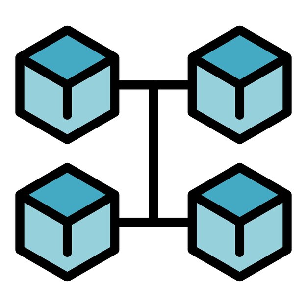 Icono de mercado Blockchain Contorno Icono de vector de mercado Blockchain para diseño web aislado en color de fondo blanco plano