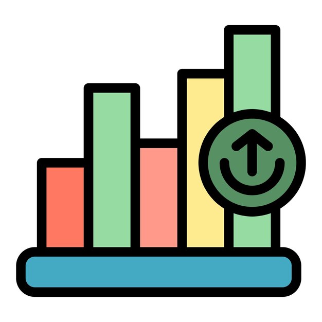 Icono de mercado de crecimiento Icono de vector de crecimiento de mercado de contorno Color plano aislado