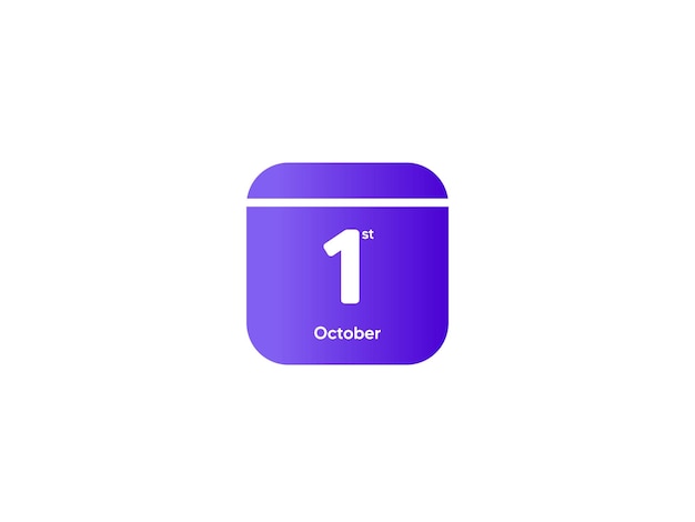 Icono del mes de fecha del calendario del 1 de octubre con ilustración vectorial de estilo de diseño plano de color gradiente