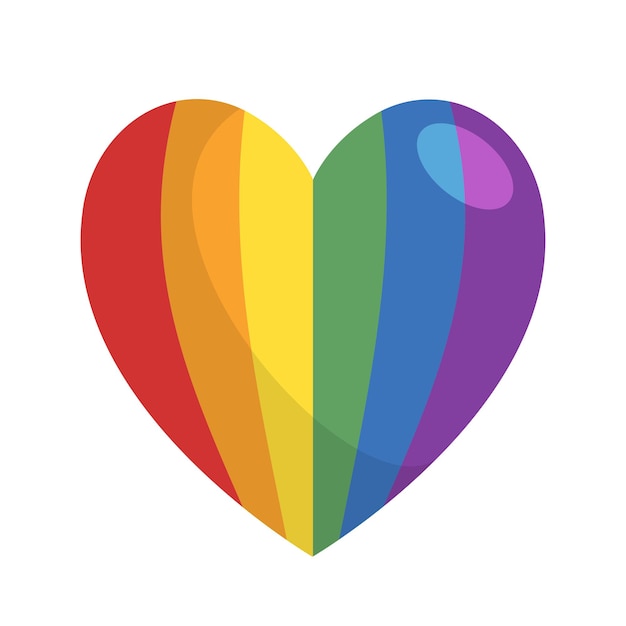 El icono del mes del orgullo del corazón de color arco iris