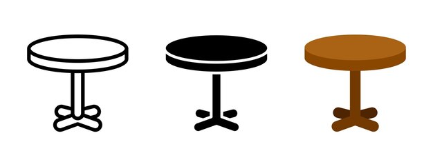 Ícono de mesa circular Símbolo de mesa redonda de madera Ilustración vectorial de mesa de comedor Muebles circulares