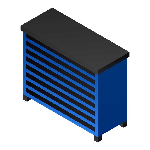 Icono de mesa de garaje de metal Isométrico de icono de vector de mesa de garaje de metal para diseño web aislado sobre fondo blanco