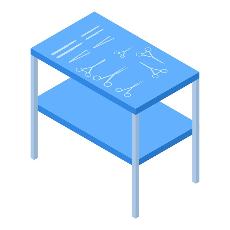 Vector icono de mesa de herramientas de cirugía isométrica del icono de vector de mesa de herramientas de cirugía para diseño web aislado sobre fondo blanco