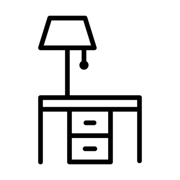 El icono de la mesa de noche, el logotipo, el marcador, el contorno vectorial