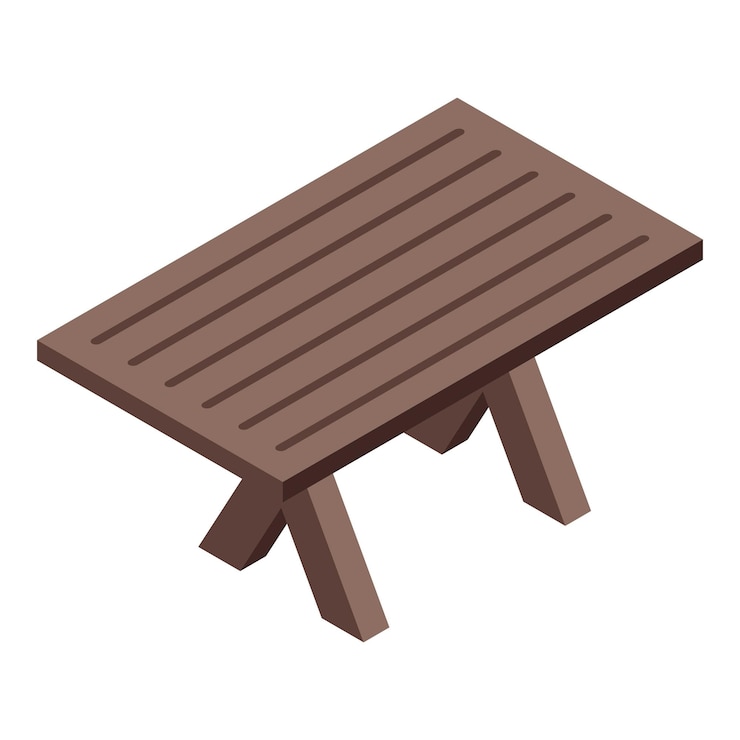 Vector icono de mesa de patio de barbacoa isométrico de icono de vector de mesa de patio de barbacoa para diseño web aislado sobre fondo blanco