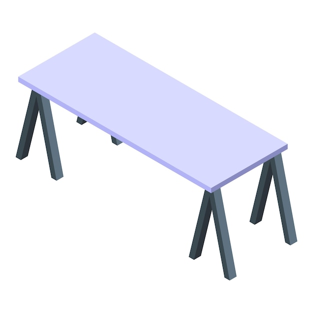 Icono de mesa de picnic larga isométrica de icono de vector de mesa de picnic larga para diseño web aislado sobre fondo blanco