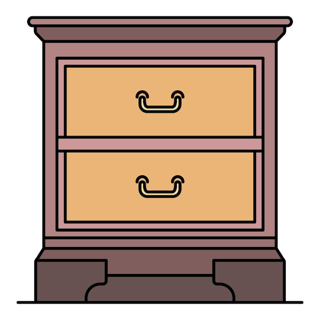 Icono de mesita de noche Contorno de icono de vector de mesita de noche color plano aislado en blanco